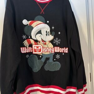 Disney Black and Red Crewneck Sweatshirt with Mickey Mouse (XXL)